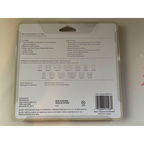 3-Gang Decorative Wall Plate - Whitewashed real Wood Triple Switch Cover - Picture 3 of 7